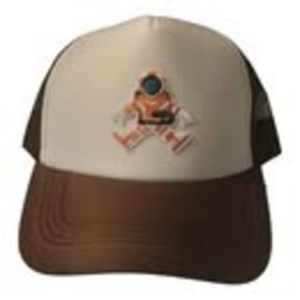 Unisex Brown and White Astronaut Trucker Hat